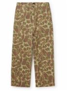 KAPITAL - Port Straight-Leg Camouflage-Print Herringbone Cotton Trousers - Brown