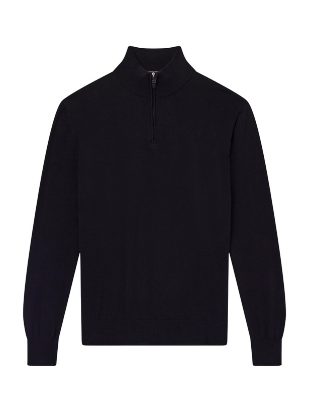 Photo: Canali - Cotton Half-Zip Sweater - Black