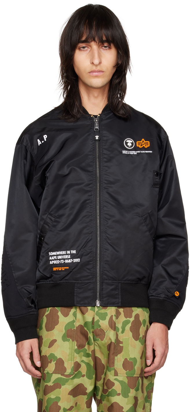 AAPE by A Bathing Ape Black Light Weight Bomber AAPE by A Bathing Ape