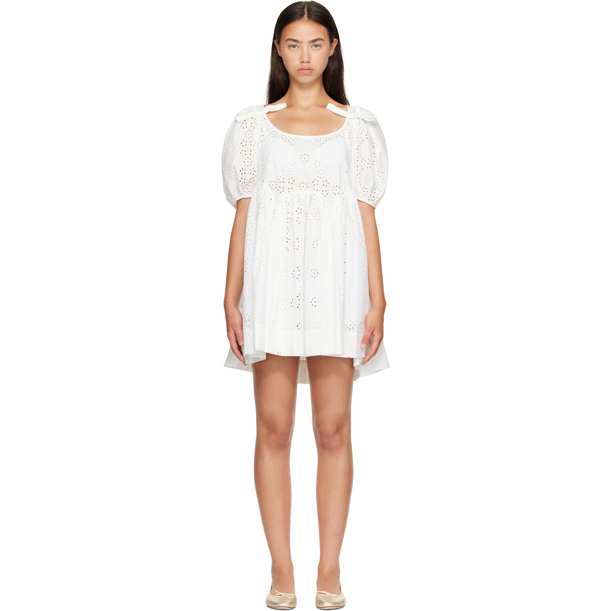 Sandy Liang White Hugo Midi Dress