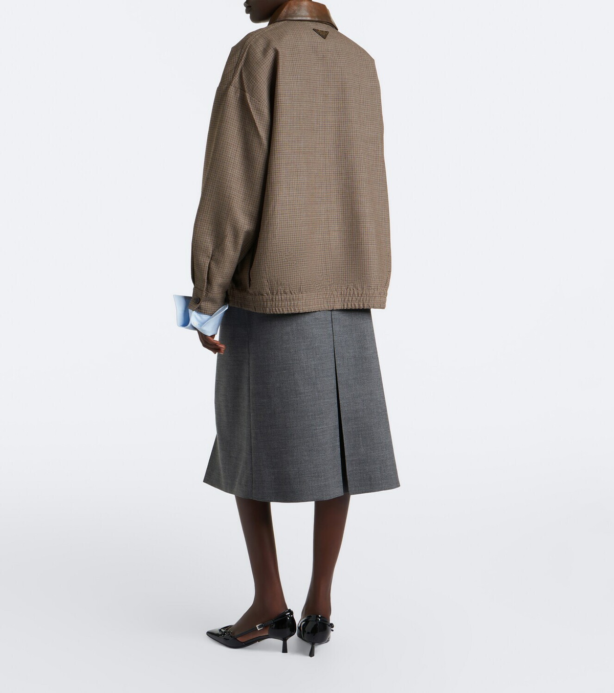 Prada Layered pleated wool midi skirt