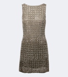 Là Fuori Gilded crystal-embellished minidress