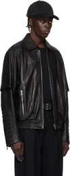 Balmain Black Layered Leather Jacket