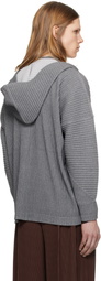 HOMME PLISSÉ ISSEY MIYAKE Gray Heather Pleats Hoodie