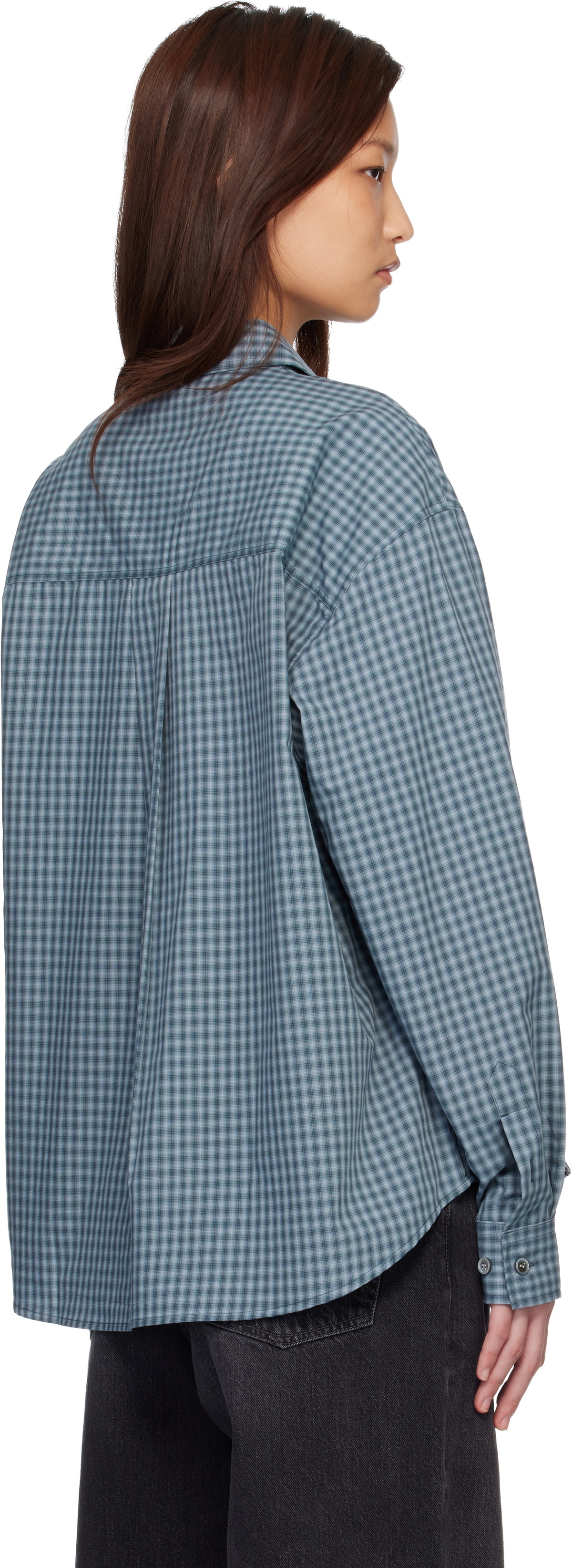 COOR Navy Micro Ombre Check Shirt
