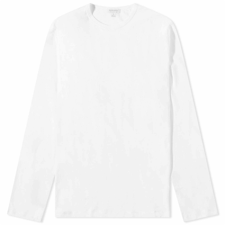 Photo: Sunspel Men's Long Sleeve Crew Neck T-Shirt in White