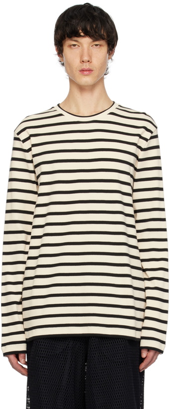 Photo: Jil Sander Off-White & Black Striped Long Sleeve T-shirt