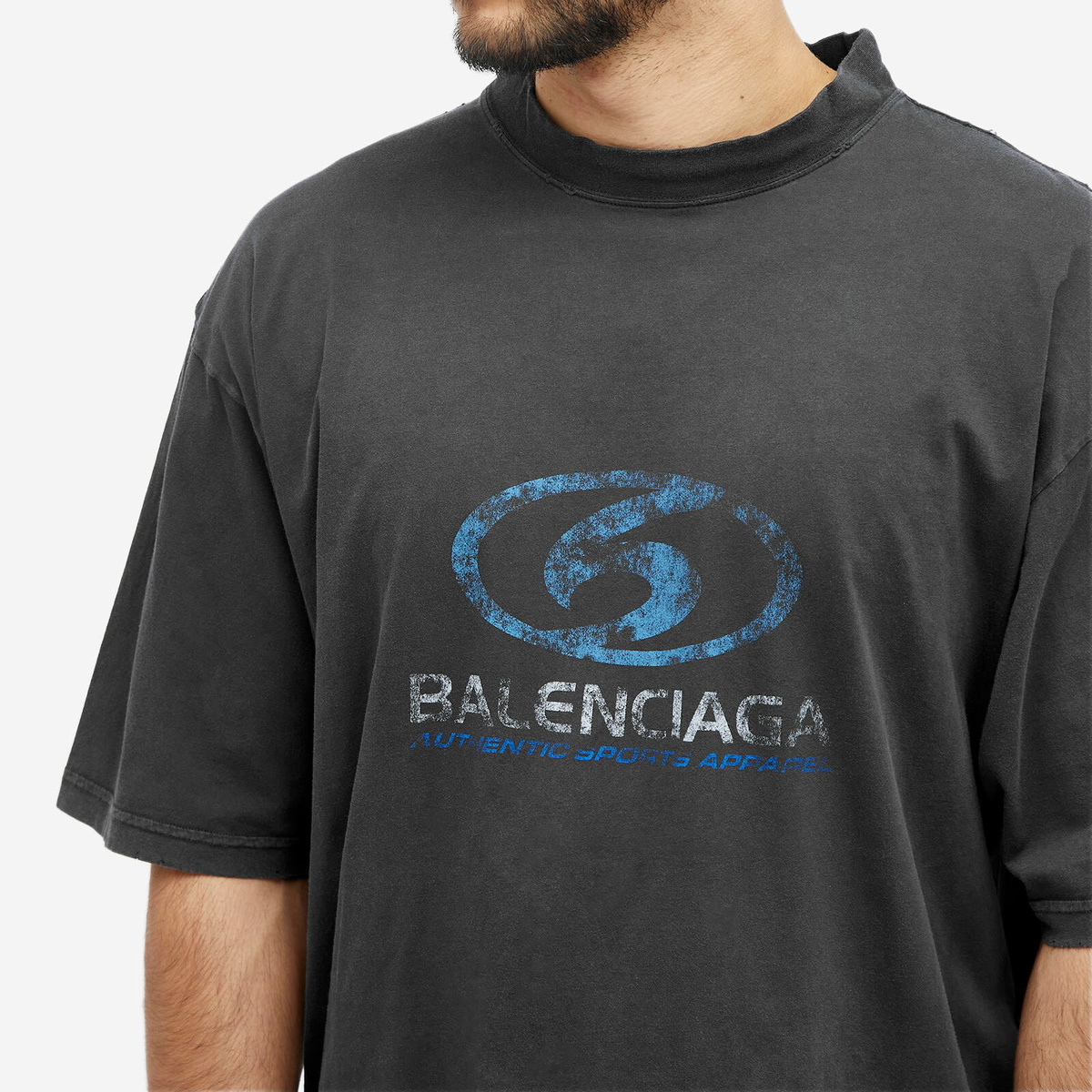 【BALENCIAGA】Faded Black & Blue☆サーフロゴ 長袖 Tシャツ BALENCIAGA】Faded Black & Blue☆サーフロゴ 長袖 Tシャツ