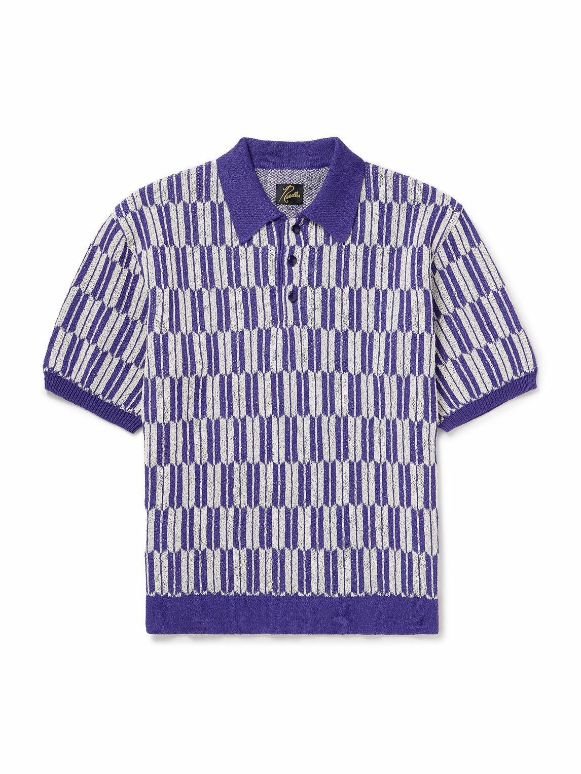 Photo: Needles - Jacquard-Knit Polo Shirt - Purple