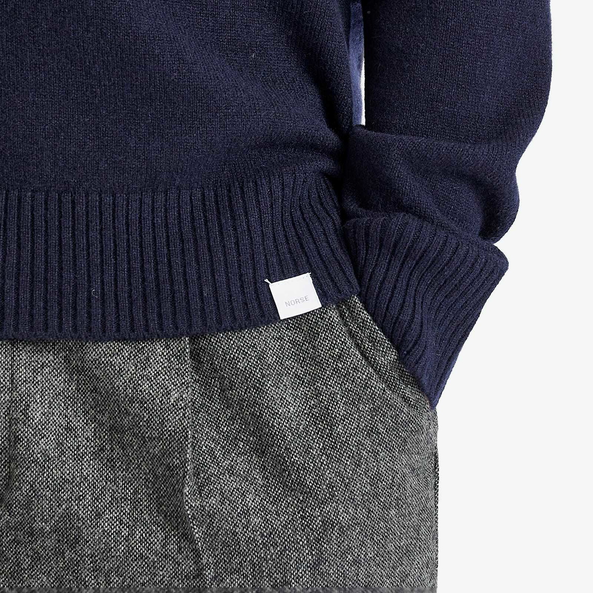 Norse Projects Men's Standard Merino Lambswool Polo in Dark Navy