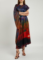 Roksanda Alia Draped Silk-satin Midi Dress Multi Print