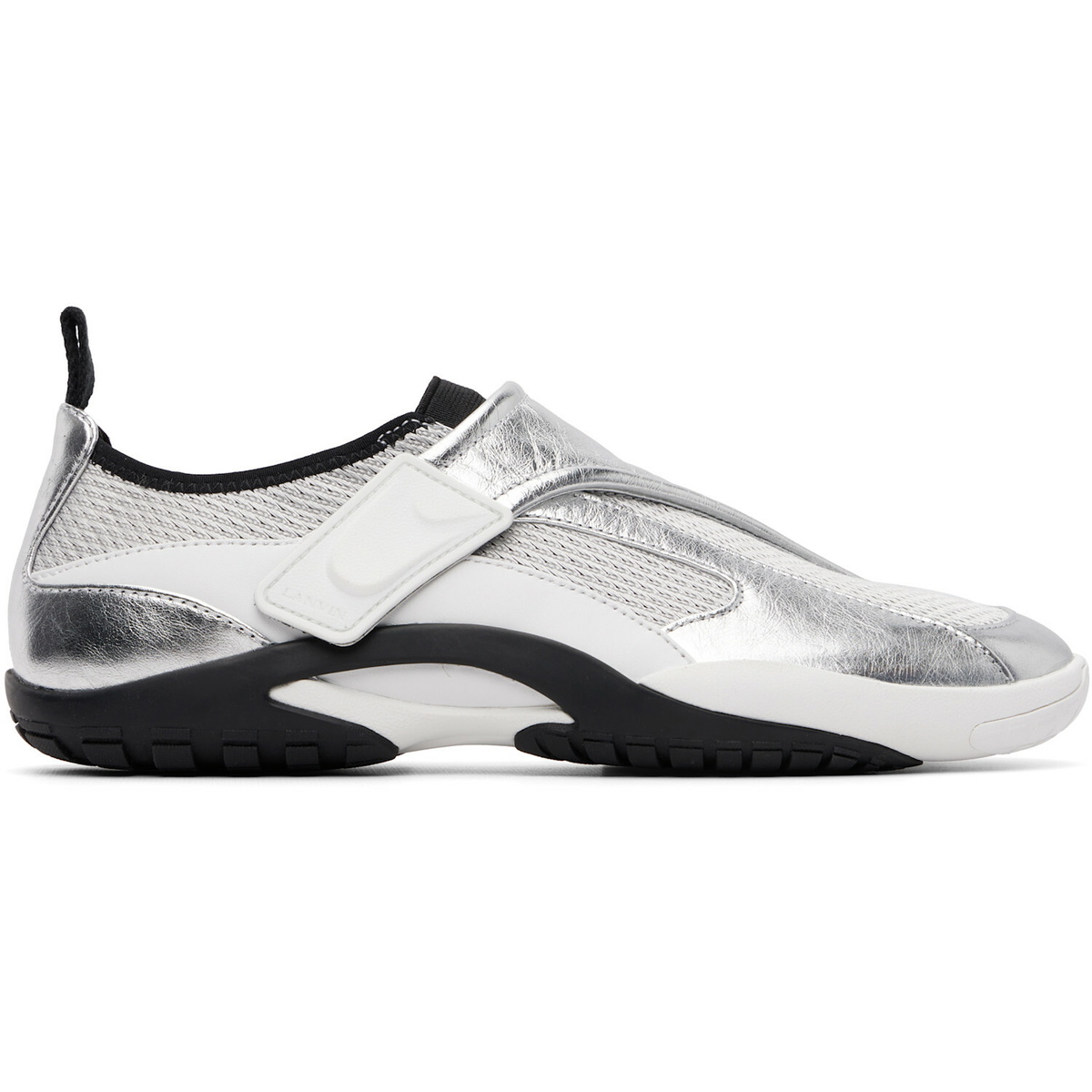 Lanvin Silver LNV1 Crinkled Metallic Leather Sneakers