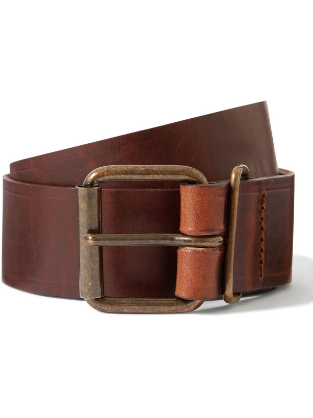 Photo: BLEU DE CHAUFFE - Fred 4cm Leather Belt - Brown