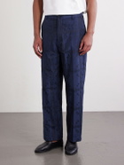 Blue Blue Japan - Straight-Leg Cotton-Blend Jacquard Trousers - Blue