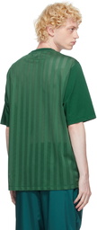 Kenzo Green Striped Mesh Sport Logo T-Shirt