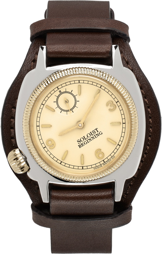 Photo: TAKAHIROMIYASHITA TheSoloist. Silver & Brown VAGUE WATCH Co. Edition Coussin Watch