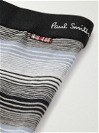 Paul Smith - Long-Length Striped Stretch-Cotton Boxer Briefs - Black