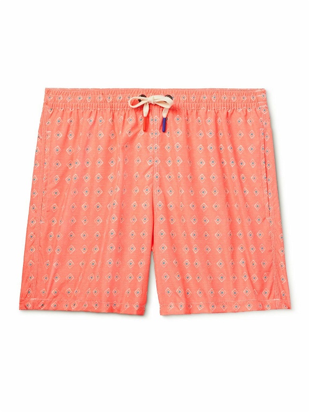 Photo: Altea - Diamond Straight-Leg Mid-Length Printed Swim Shorts - Orange