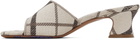 Burberry Brown & White Check Sloane Mule Heeled Sandals