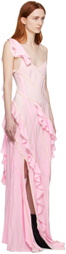 Victoria Beckham Pink Ruffled Maxi Dress
