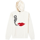 Palm Angels Men's Red Lips Popover Hoody in Butter/Black