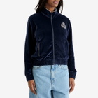 Sporty & Rich Women's NY Crest Velour Track Jacket in Navy Cream
