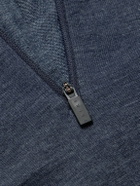 Falke - Printed Virgin Wool-Blend Half-Zip Ski Base Layer - Blue