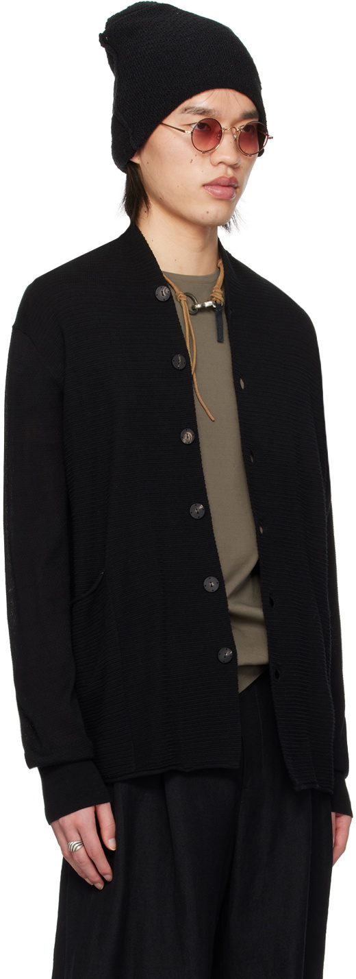 DEVOA Black Stand Collar Cardigan