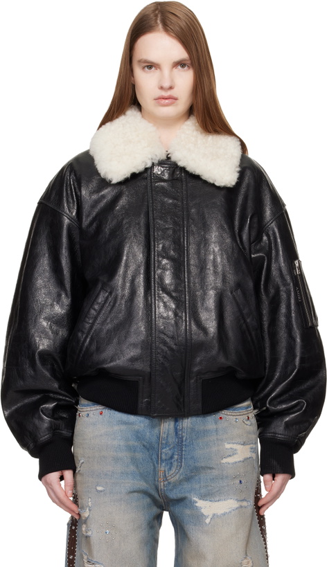 Photo: AMIRI Black MA Quad Leather Bomber Jacket