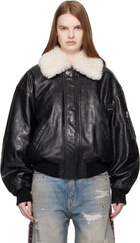 AMIRI Black MA Quad Leather Bomber Jacket
