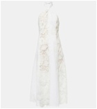 Oscar de la Renta Halterneck cotton lace midi dress