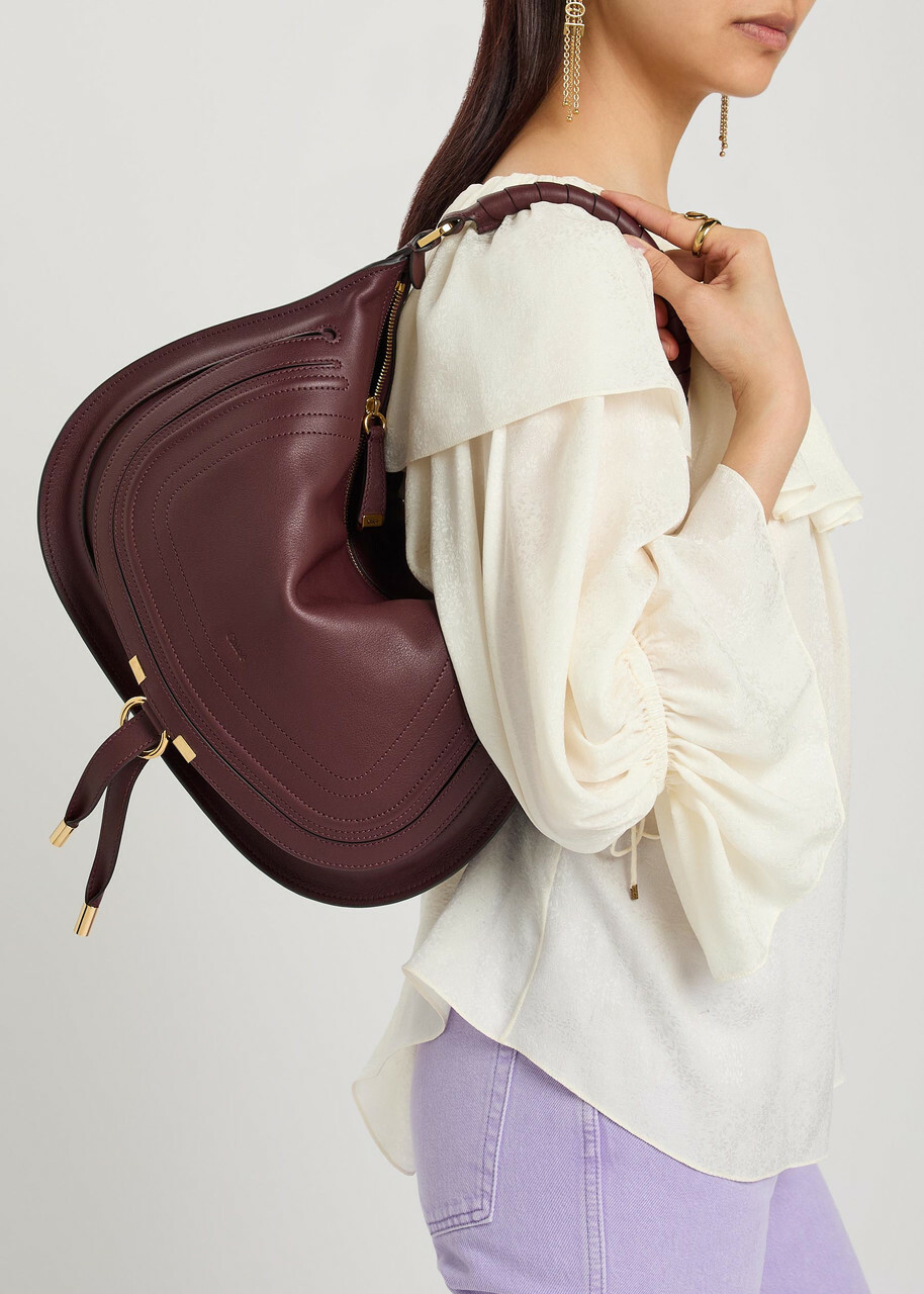 Chloe Marcie Medium Leather Shoulder bag - Dark Purple - One Size