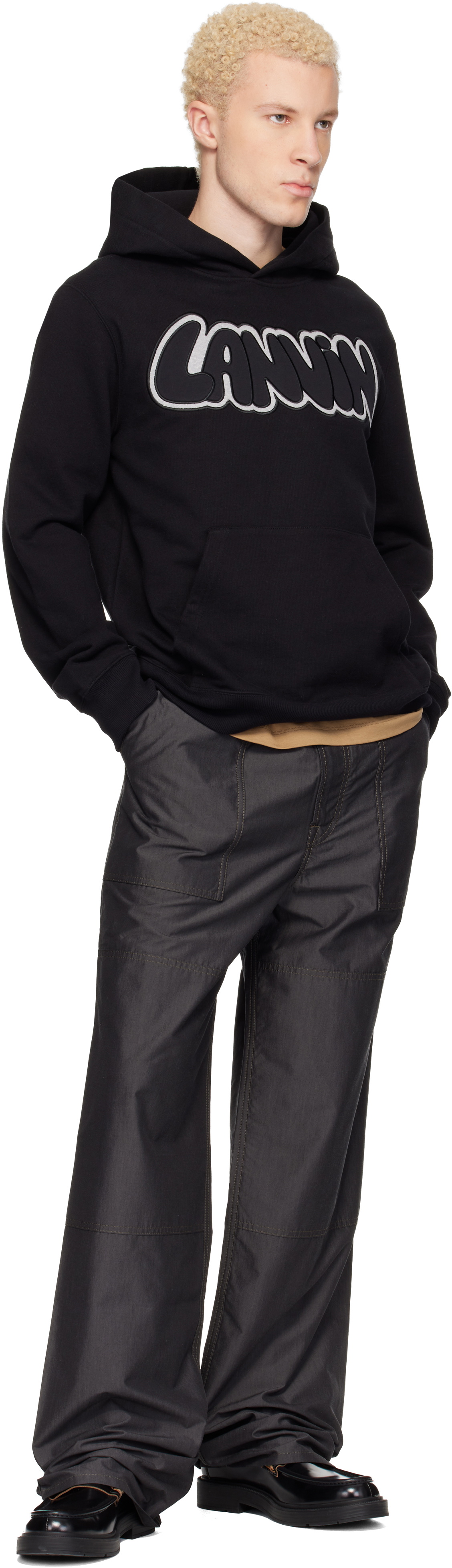 Lanvin Gray Wide-Leg Chambray Cargo Pants