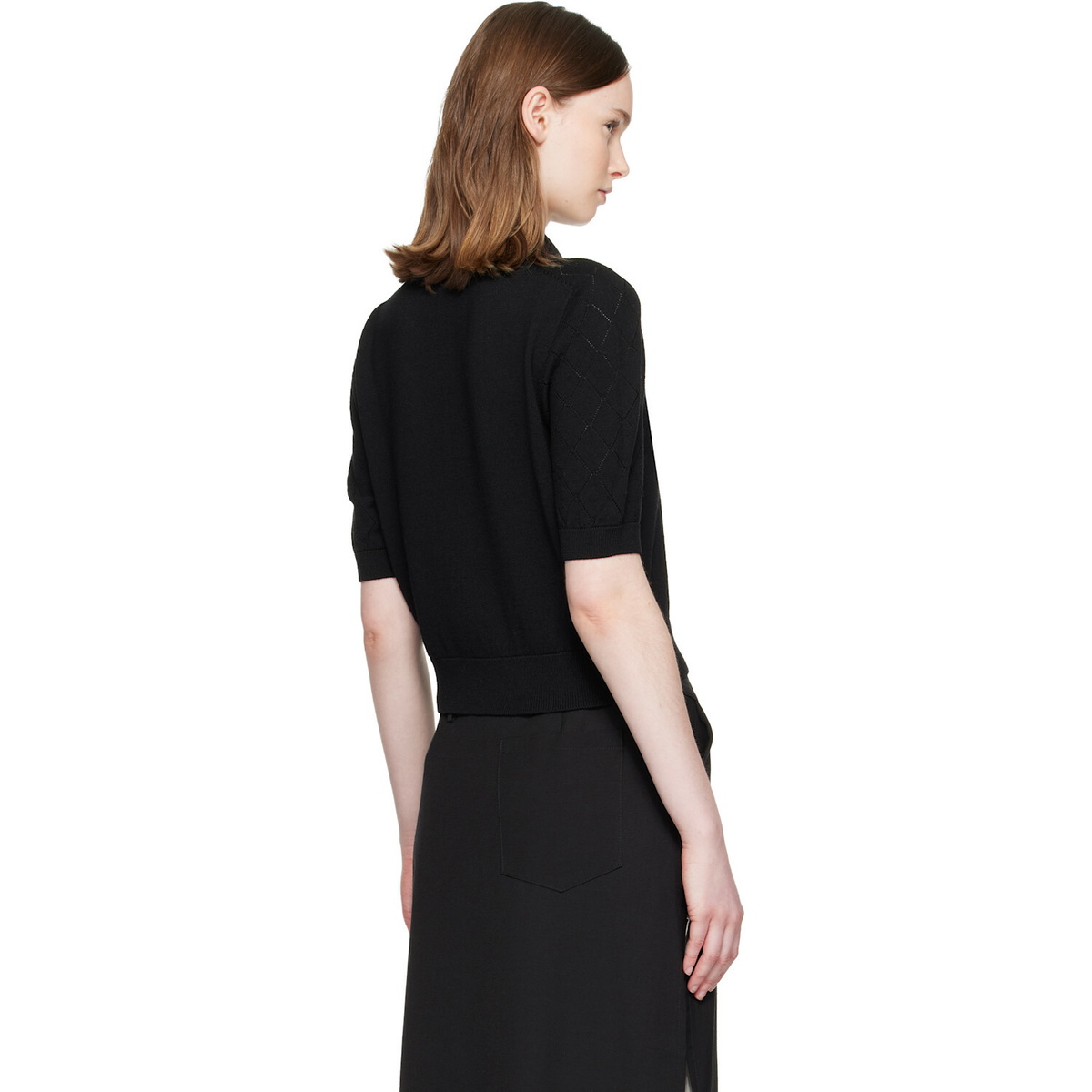 BALMAIN Black 3-Button Wool Polo