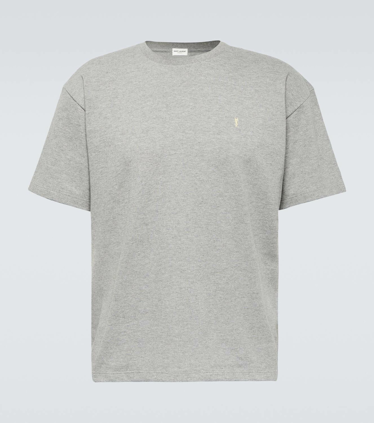 Saint Laurent Cassandre cotton blend piqu T shirt