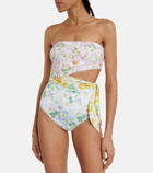 Zimmermann - Floral cutout bandeau swimsuit