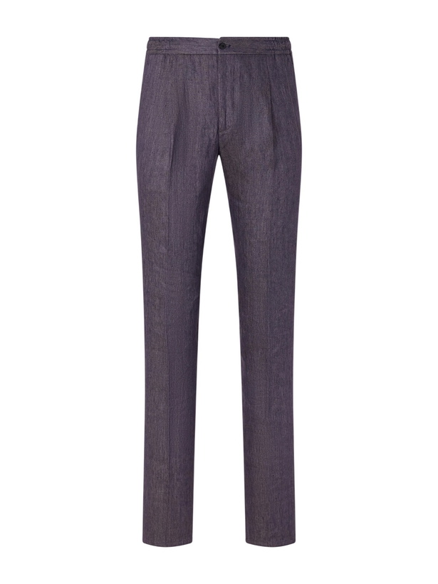 Photo: Rubinacci - Straight-Leg Linen Trousers - Blue