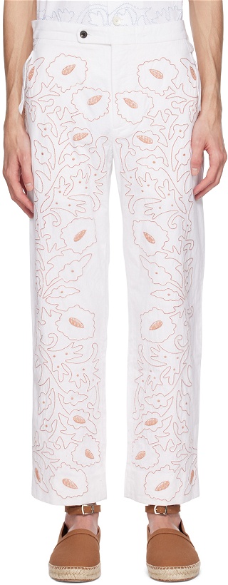 Photo: Bode White Braided Couching Trousers