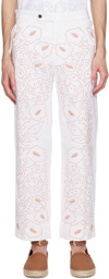Bode White Braided Couching Trousers