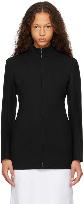 Photo: Ferragamo Black Fitted Zip Jacket