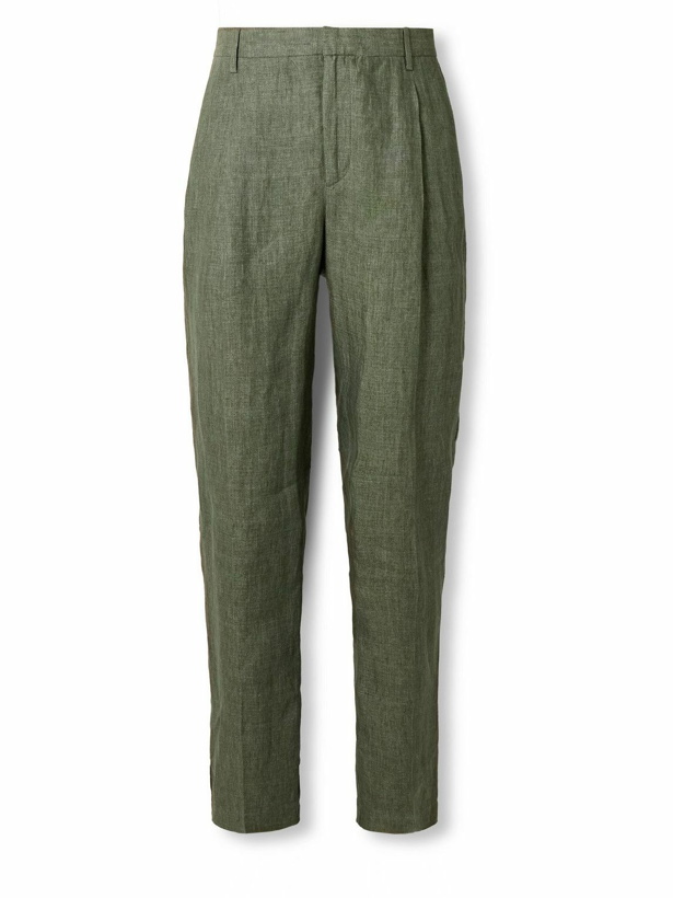 Photo: Sunspel - Straight-Leg Pleated Linen Suit Trousers - Green