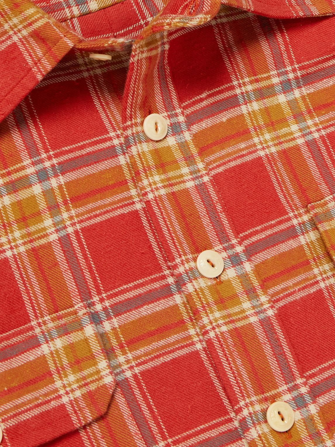 Drake's - HIM Checked Cotton-Flannel Shirt - Red