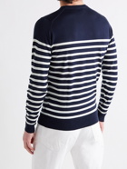 JOHN SMEDLEY - John Slim-Fit Striped Merino Wool Sweater - Blue