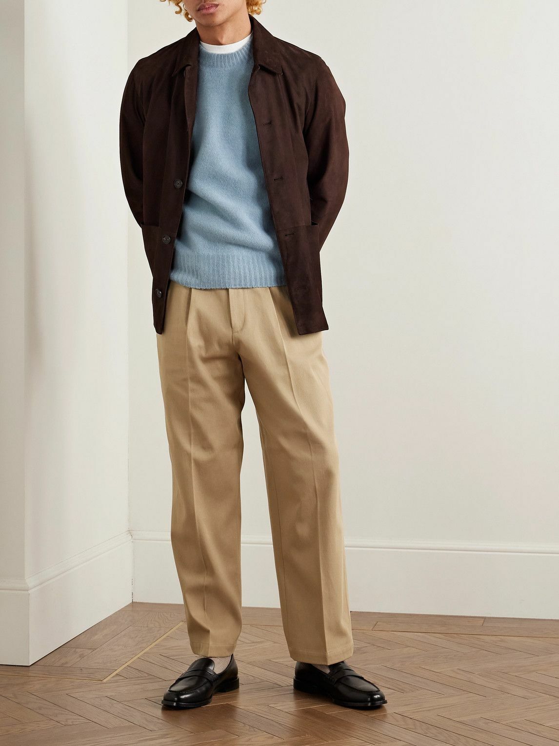 Federico Curradi - Straight-Leg Pleated Cotton-Twill Trousers - Neutrals
