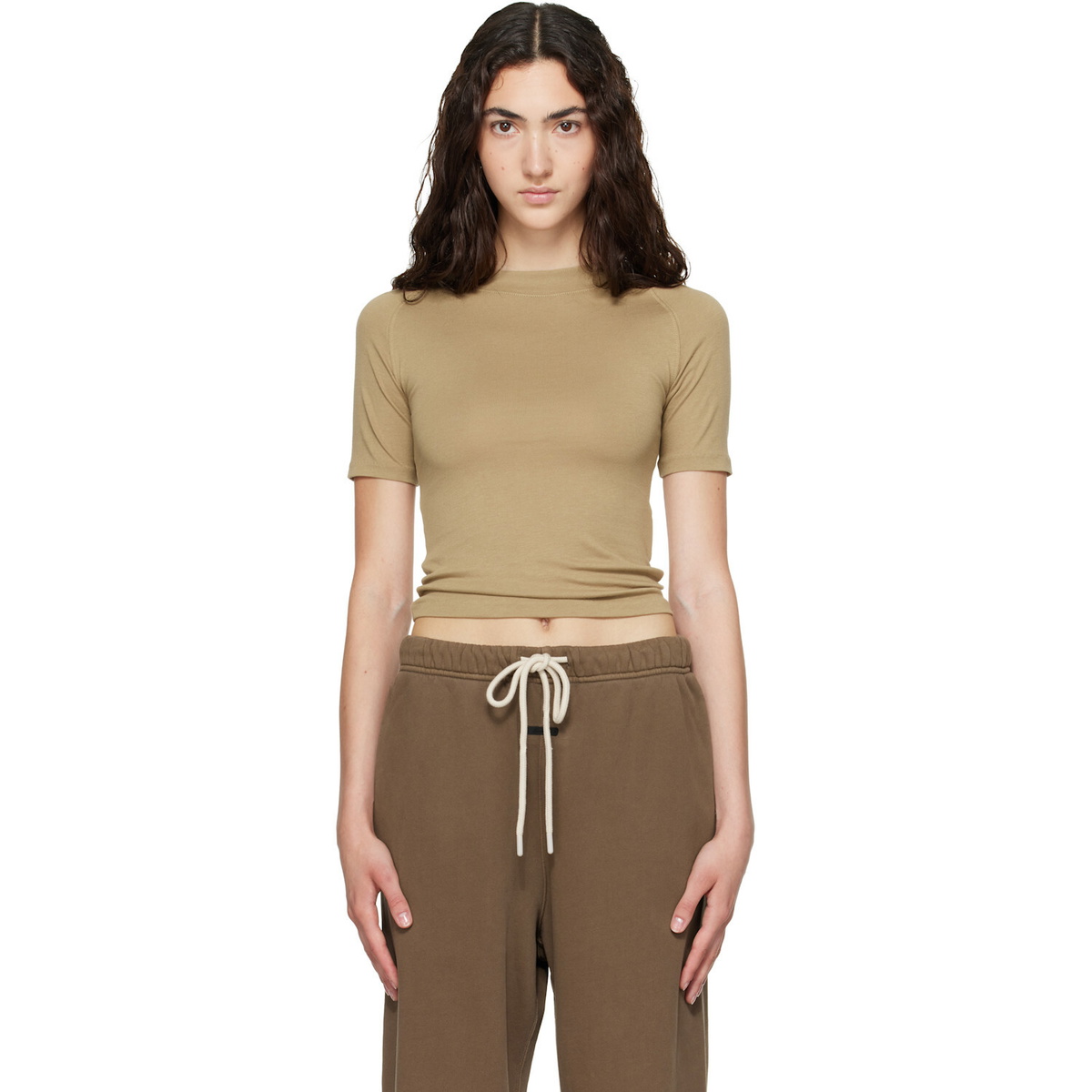 Fear of God ESSENTIALS Khaki Shrunken Baseball T-shirt