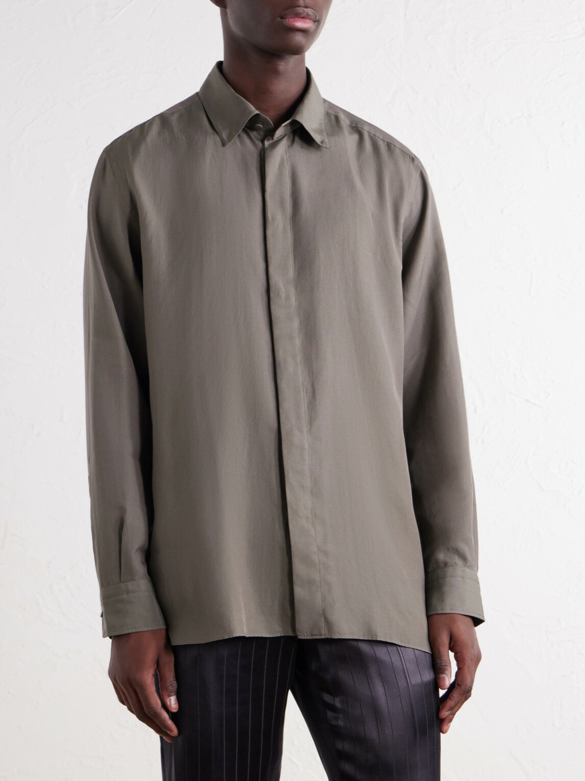 TOM FORD - Cotton and Silk-Blend Twill Shirt - Green