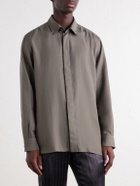 TOM FORD - Cotton and Silk-Blend Twill Shirt - Green