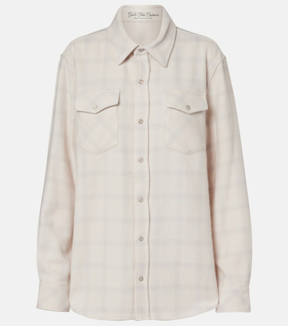 God's True Cashmere Clarity plaid cashmere shirt with quartz