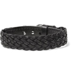 TOM FORD - Woven Leather and Silver-Tone Bracelet - Men - Black