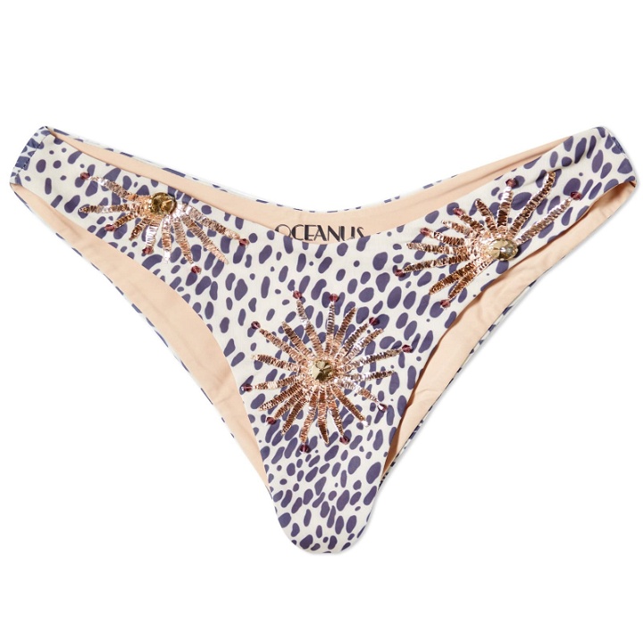 Photo: Oceanus Women's Callie Low-Rise Print Bikini Bottom in Leopard